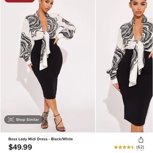 Black and white extra large fashion nova dress
